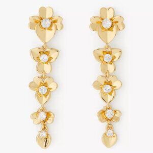 NWT Kate Spade NEW earrings - Precious Pansy Floral Linear Drop earrings gold
